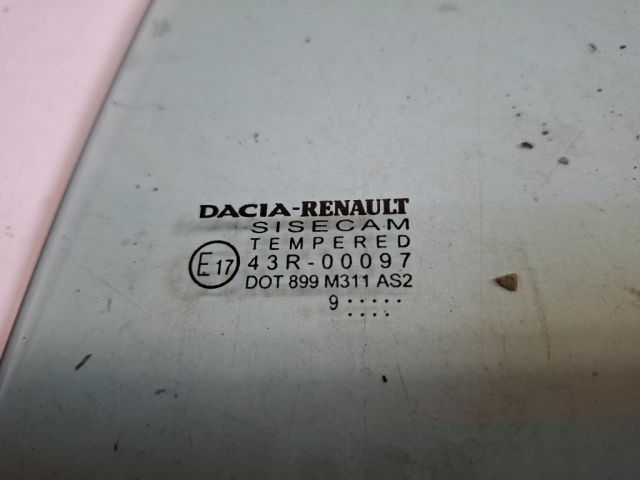 bontott DACIA SANDERO Bal hátsó Fixüveg (Ajtóban)