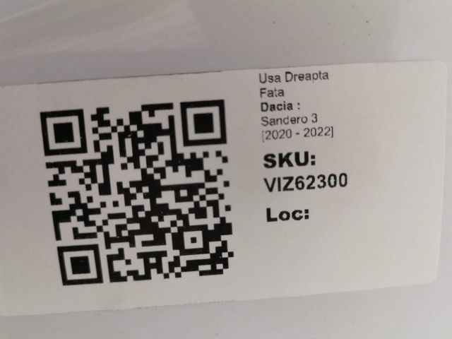 bontott DACIA SANDERO Jobb első Ajtó (Üres lemez)