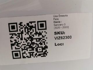 bontott DACIA SANDERO Jobb első Ajtó (Üres lemez)