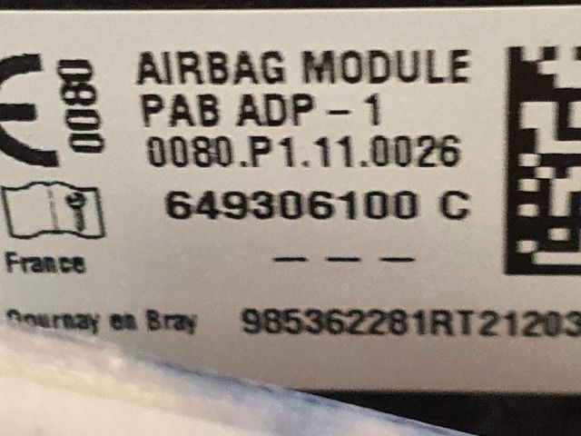 bontott DACIA SANDERO Utasoldali Légzsák