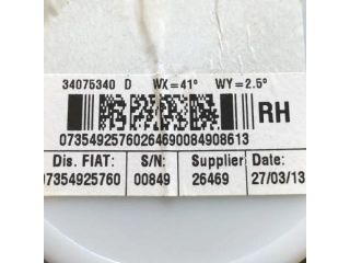 bontott FIAT 500 Jobb hátsó Biztonsági Öv