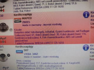 bontott FIAT BRAVA Kerékcsapágy