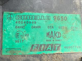 bontott FIAT DOBLO Jobb Fényszóró