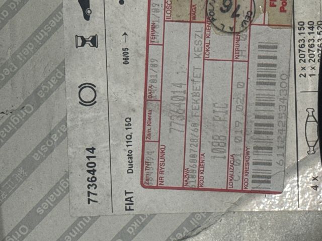 bontott FIAT DUCATO Első Pár Fékbetét