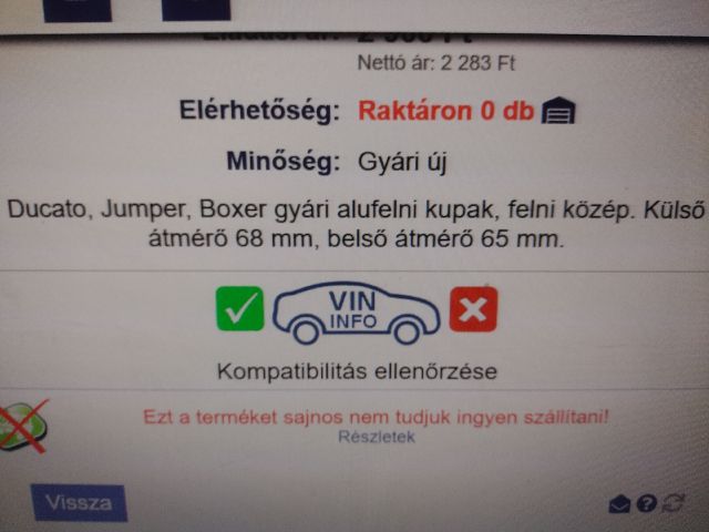 bontott FIAT DUCATO Felniközép Szett