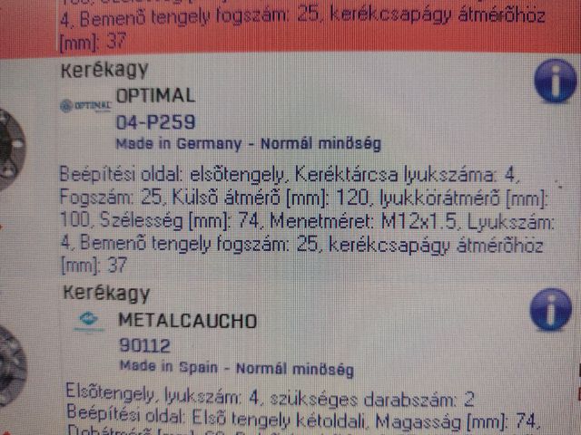 bontott FIAT GRANDE PUNTO Első Kerékagy (Pozíciófüggetlen)