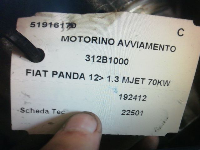 bontott FIAT PANDA Önindító