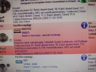 bontott FIAT PUNTO I Kerékcsapágy