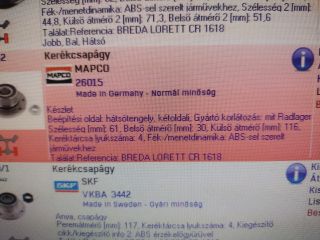 bontott FIAT PUNTO I Kerékcsapágy