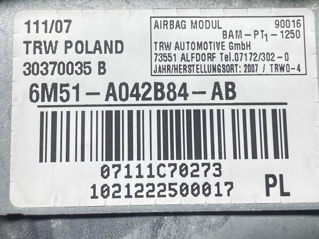 bontott FORD FOCUS II Utasoldali Légzsák