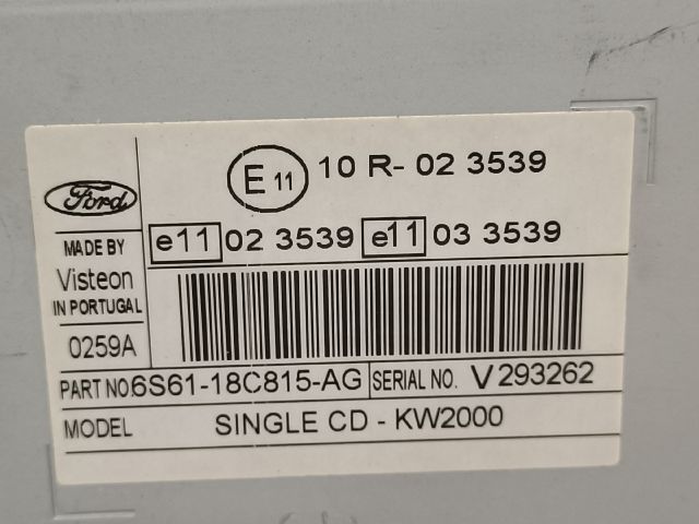 bontott FORD FUSION Rádió / CD