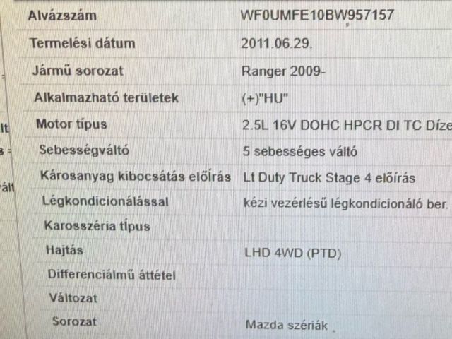 bontott FORD RANGER Alváz