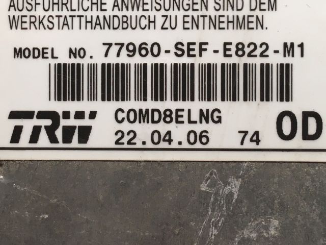 bontott HONDA ACCORD Légzsák Elektronika