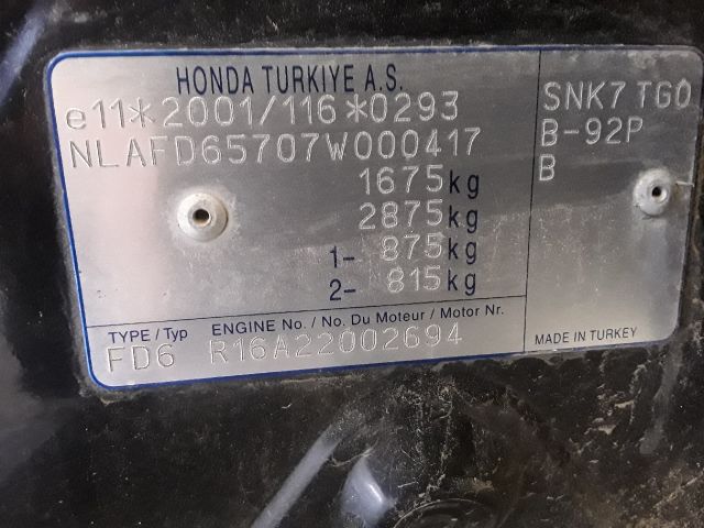 bontott HONDA CIVIC VIII Motor (Fűzött blokk hengerfejjel)