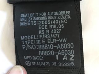 bontott HYUNDAI I30 Bal első Biztonsági Öv