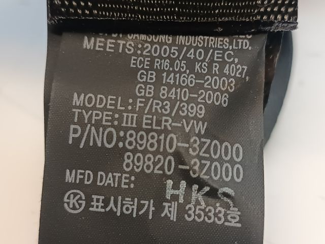 bontott HYUNDAI i40 Jobb hátsó Biztonsági Öv