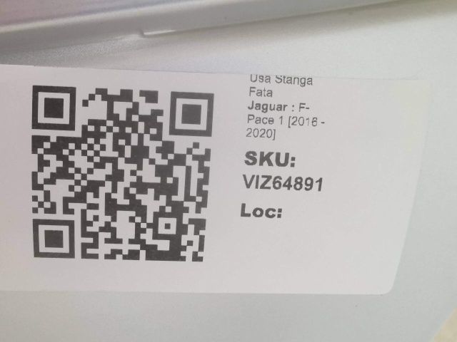 bontott JAGUAR F-PACE Bal első Ajtó (Üres lemez)