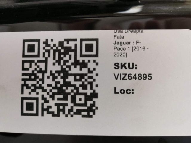 bontott JAGUAR F-PACE Jobb első Ajtó (Üres lemez)