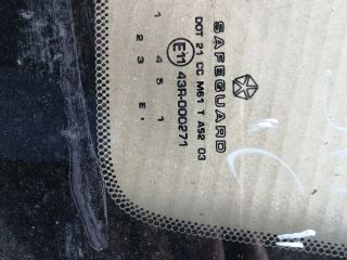 bontott JEEP CHEROKEE Jobb C Oszlop Oldalablak Üveg