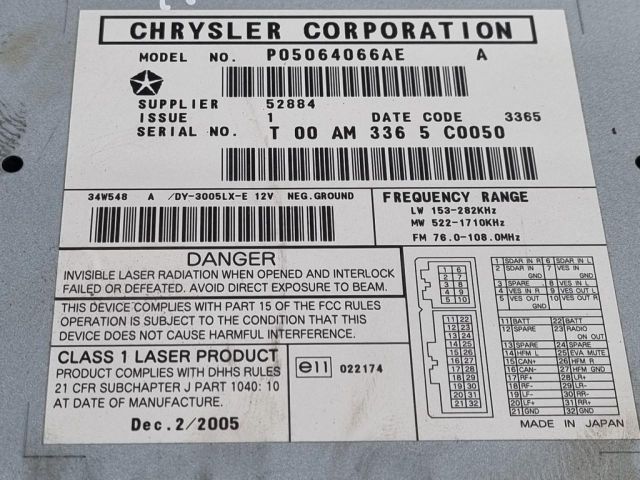 bontott JEEP GRAND CHEROKEE Rádió / CD