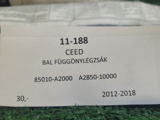 bontott KIA CEED Bal első Függöny Légzsák