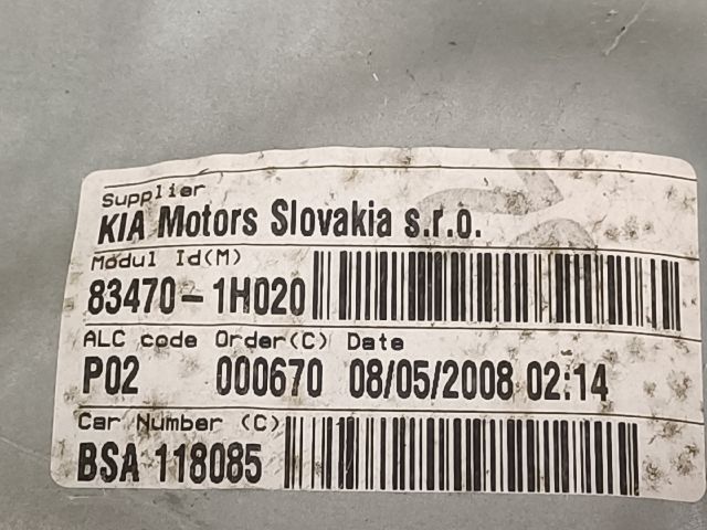 bontott KIA CEED Bal hátsó Ablakemelő Szerkezet (Elektromos)