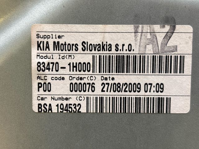 bontott KIA CEED Bal hátsó Ablakemelő Szerkezet (Mechanikus)