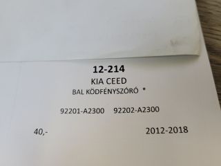 bontott KIA CEED Bal Ködfényszóró