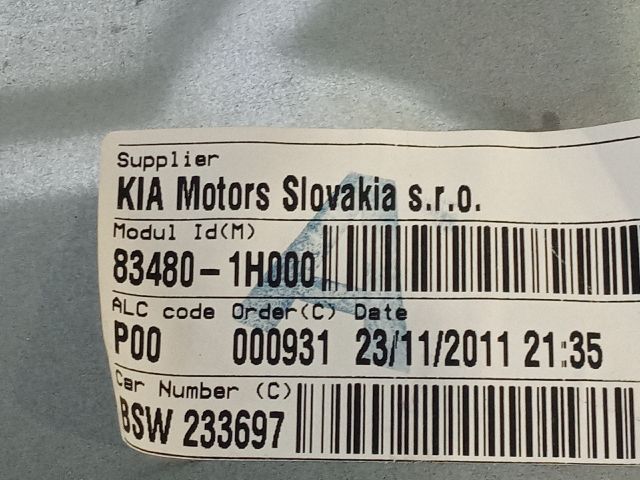 bontott KIA CEED Jobb hátsó Ablakemelő Szerkezet (Mechanikus)