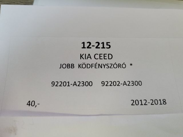 bontott KIA CEED Jobb Ködfényszóró