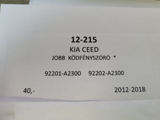 bontott KIA CEED Jobb Ködfényszóró