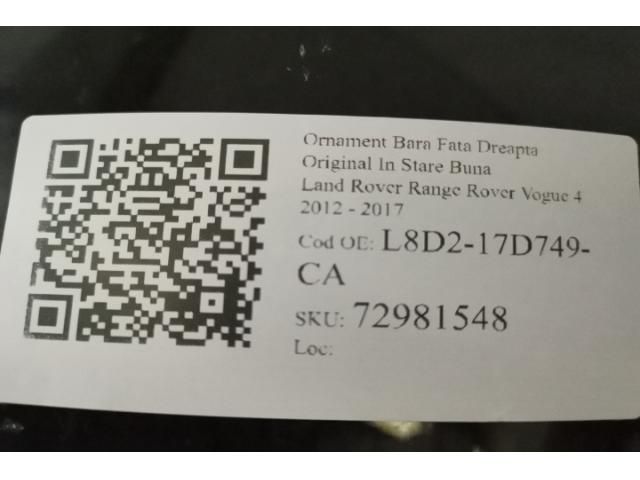 bontott LAND ROVER RANGE ROVER Jobb első Lökhárító Díszléc