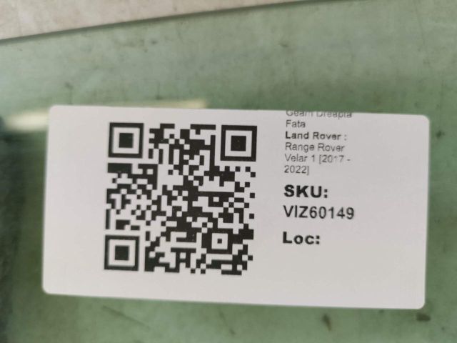 bontott LAND ROVER RANGE ROVER VELAR Jobb első Ablak