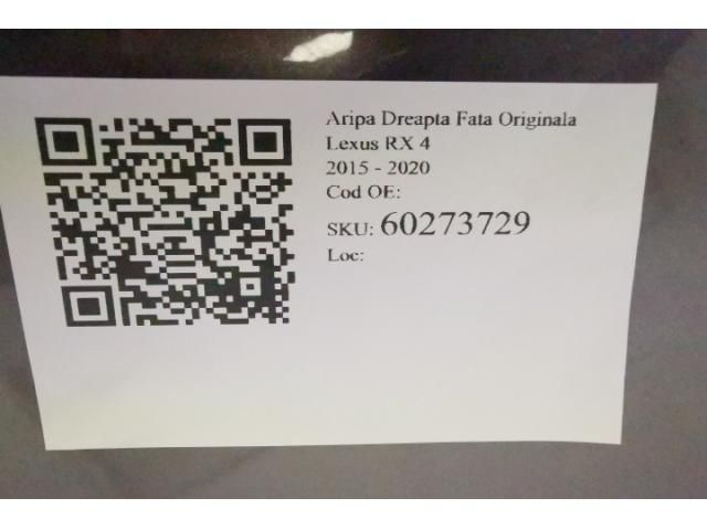 bontott LEXUS RX Jobb első Sárvédő