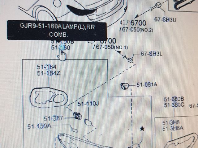 bontott MAZDA 6 Bal Külső Hátsó Lámpa