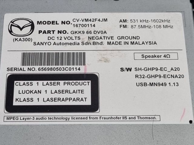 bontott MAZDA CX-5 Navigációs Fejegység