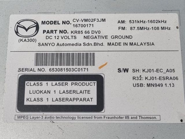 bontott MAZDA CX-5 Navigációs Fejegység