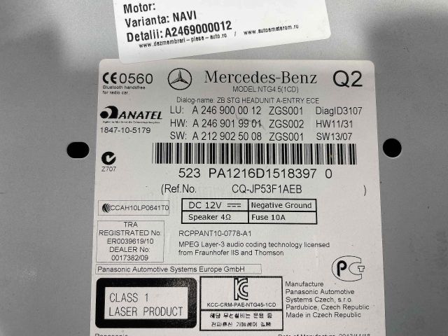 bontott MERCEDES-BENZ A-CLASS Rádió / CD