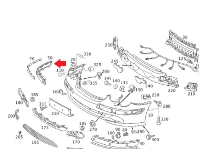 bontott MERCEDES-BENZ C-CLASS Jobb első Lökhárító Díszléc