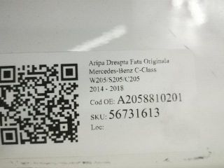bontott MERCEDES-BENZ C-CLASS Jobb első Sárvédő
