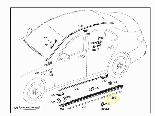 bontott MERCEDES-BENZ E-CLASS Bal hátsó Küszöb Díszléc