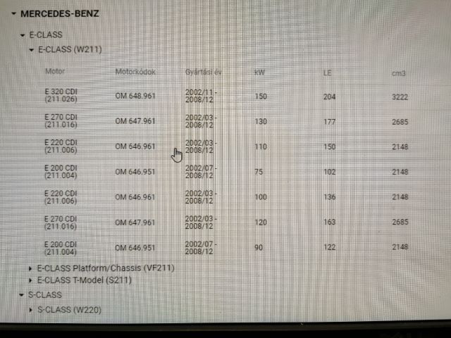 bontott MERCEDES-BENZ E-CLASS Porlasztó (1 db)