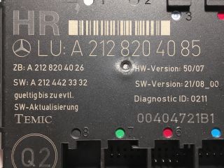 bontott MERCEDES-BENZ E-CLASS Jobb hátsó Ajtó Vezérlőegység