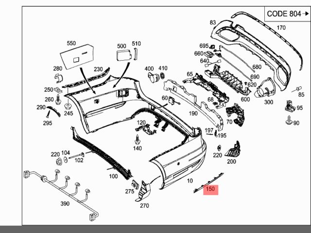 bontott MERCEDES-BENZ E-CLASS Jobb hátsó Lökhárító Díszléc