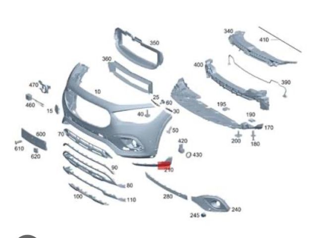 bontott MERCEDES-BENZ GLA Bal első Lökhárító Sarok