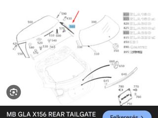 bontott MERCEDES-BENZ GLA-CLASS Hátsó Szélvédő Díszléc