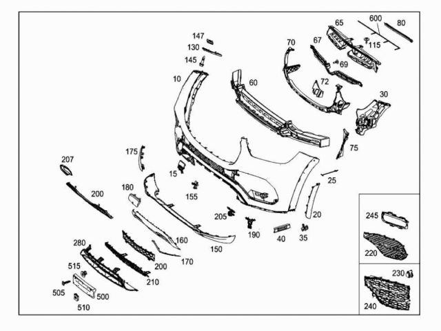 bontott MERCEDES-BENZ GLE Jobb Ködlámpa Rács
