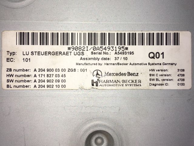 bontott MERCEDES-BENZ GLK-CLASS Multimédia Vezérlő