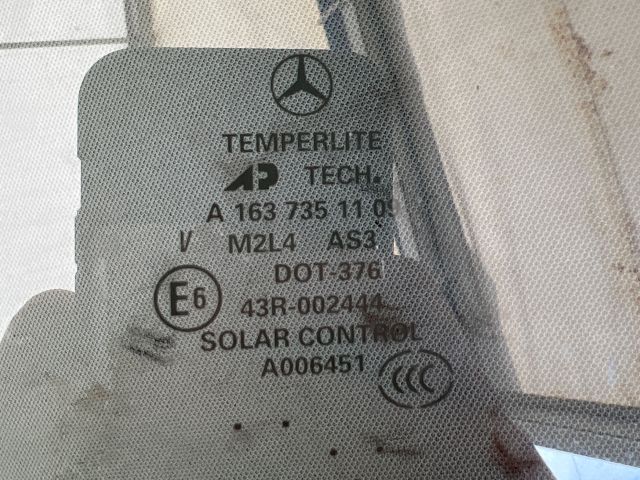 bontott MERCEDES-BENZ M-CLASS Bal hátsó Fixüveg (Ajtóban)