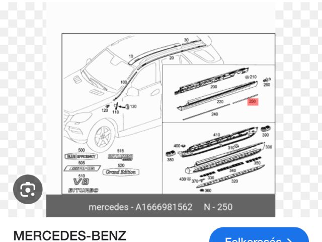 bontott MERCEDES-BENZ M-CLASS Bal hátsó Küszöb Díszléc